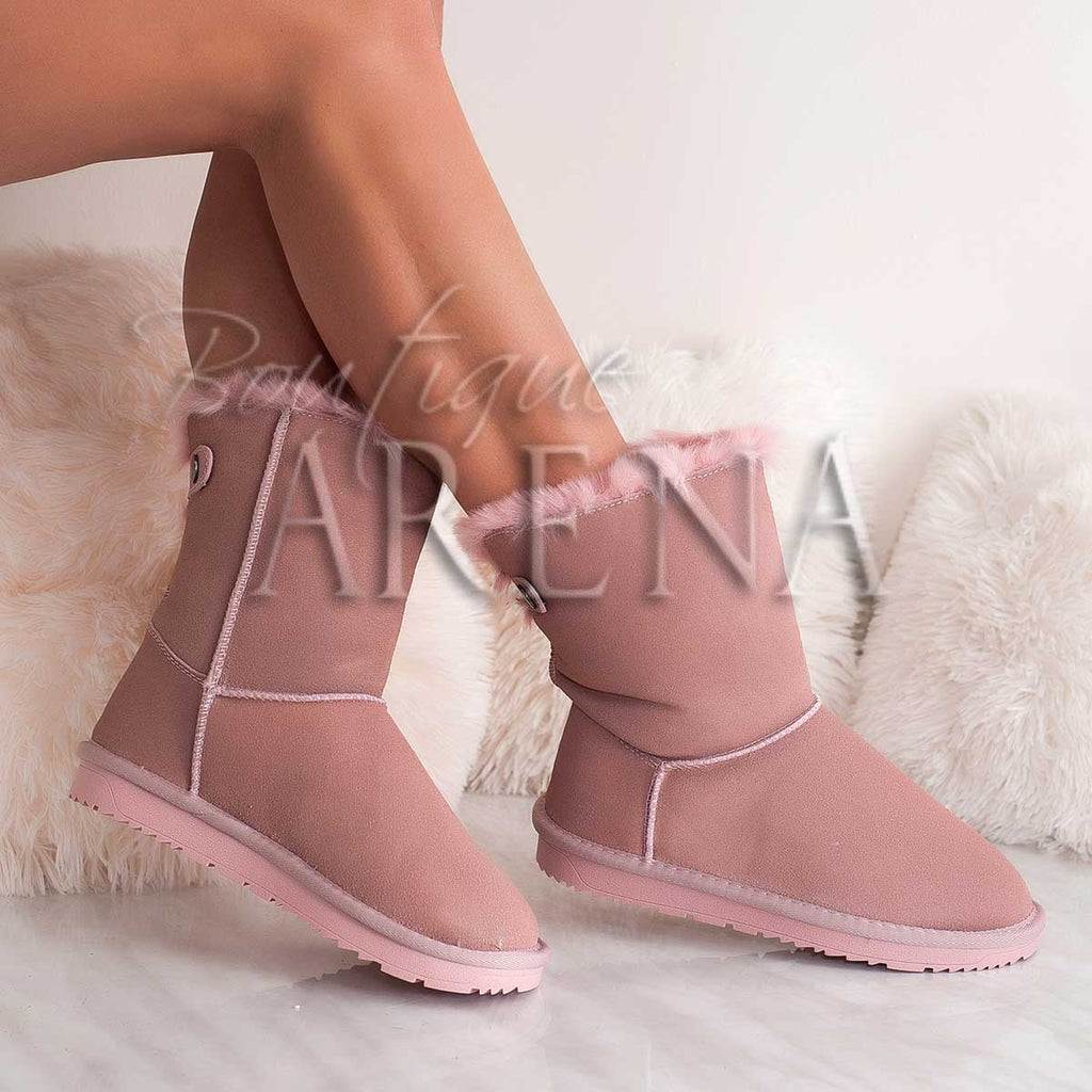 Cizme tip UGG de dama Zoe roz