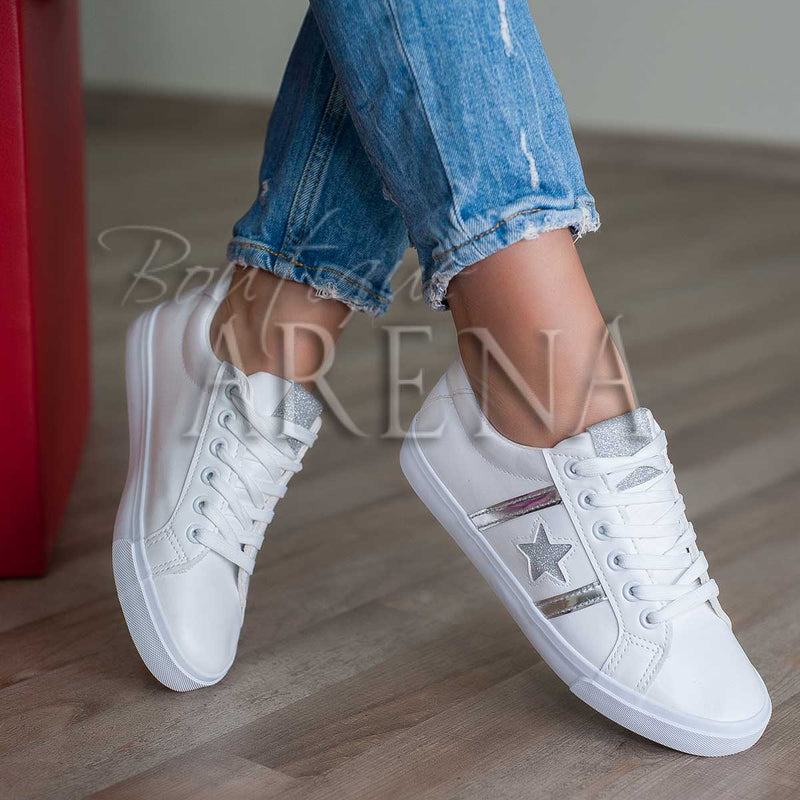 Pantofi dama casual Delani albi