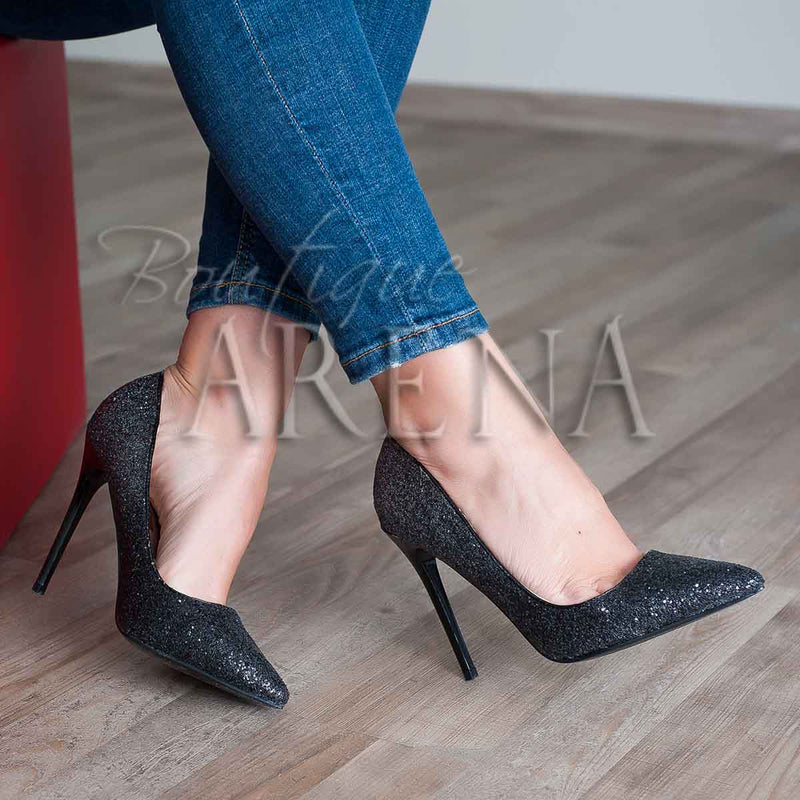 Pantofi dama cu toc Brilliant negre