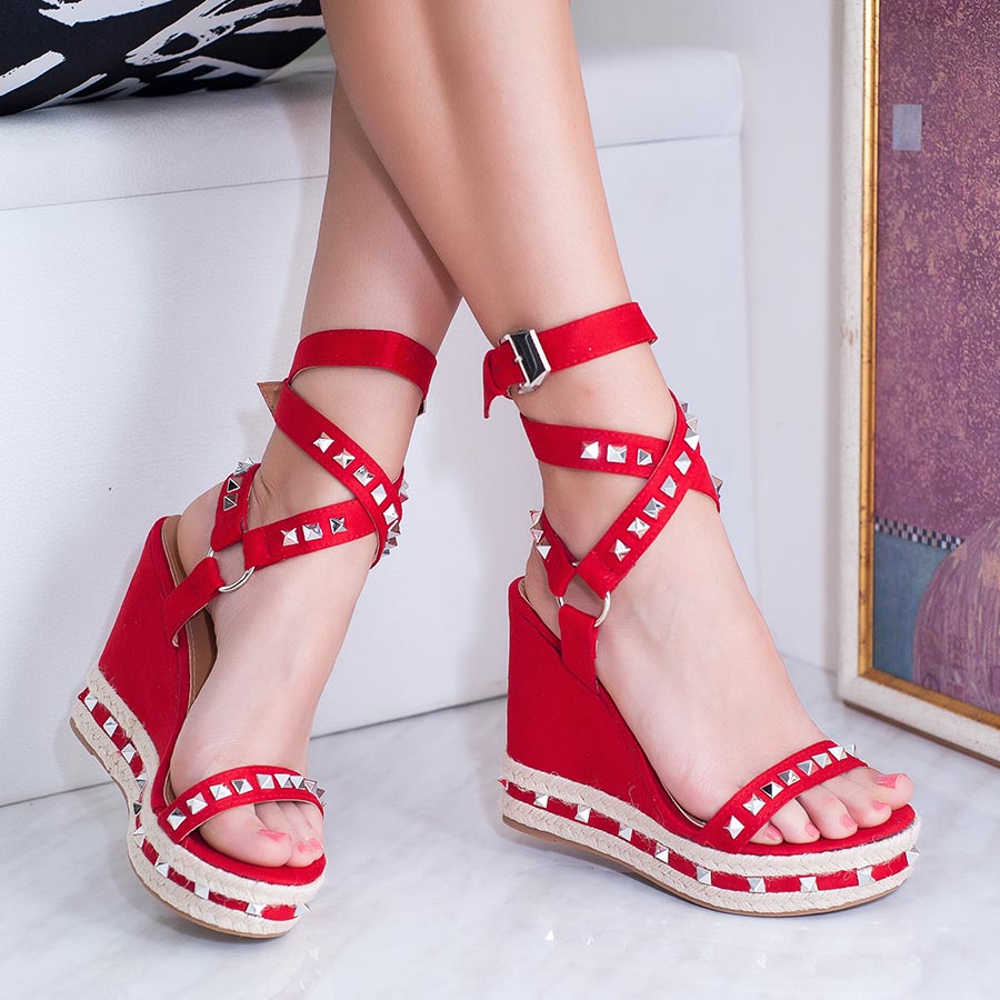 Sandale dama cu platforma Sania rosii