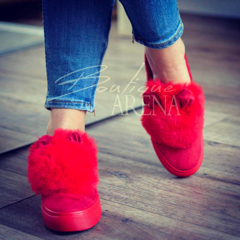 Pantofi casual dama cu urechi Benigno rosii