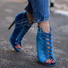 Sandale dama cu siret Paris albastre