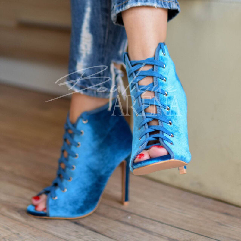 Sandale dama cu siret Paris albastre