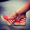 Sandale dama cu platforma Ambretta rosii
