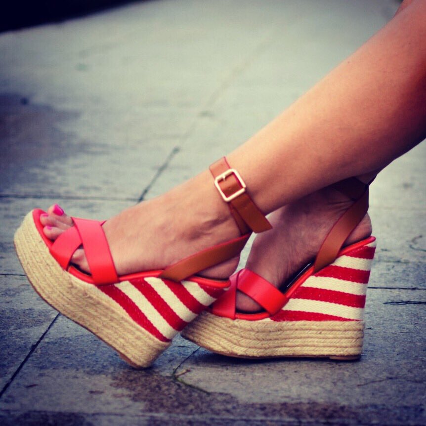 Sandale dama cu platforma Ambretta rosii