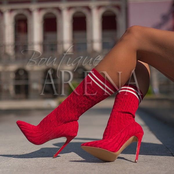 Pantofi dama cu toc Cheerleader style rosii