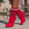 Pantofi dama cu toc Cheerleader style rosii