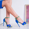 Sandale dama cu toc Nelina albastri/verzi