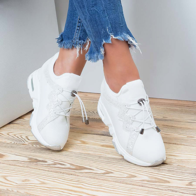 Pantofi sport cu platforma Vera albi