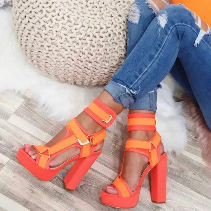 Sandale dama cu toc Rosanna - Orange
